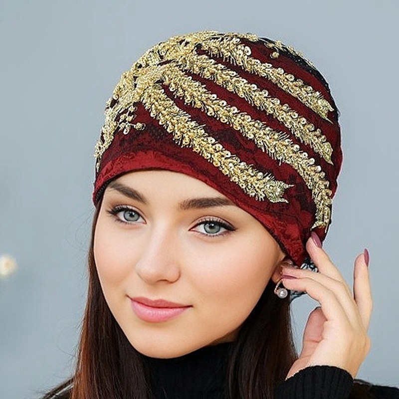 Spring phoenix tail flower toe cap headscarf hat adult hat ethnic style fashionable breathable white hair covering big flowers