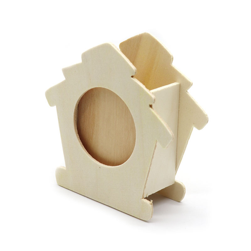 DIY Wooden Photo Frame Pen Holder White Billet Children's Painted Snowflake Mud Pearl Mud Ultra Light Clay Wooden Pen Holder Model