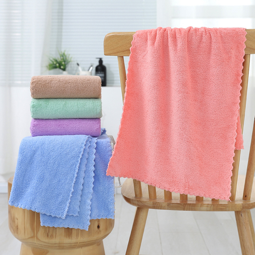Face towel coral fleece small square towel towel hand towel household head absorbent quick-drying gift towel factory wholesale