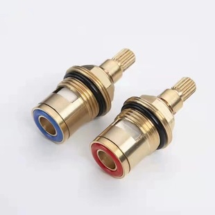 Foreign trade cross-border faucet quick opening ceramic valve core copper double teeth valve core angle valve washing machine faucet red blue copper head doll