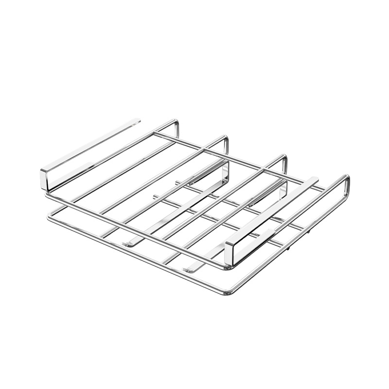 Stainless Steel Kitchen Punch-Free Storage Rack Multi-Functional Cabinet Rack Double-Layer Chopping Board Rack Layered Storage Rack for Household