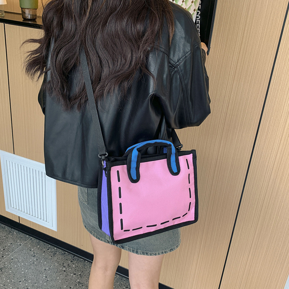 2D bag high-looking style women's crossbody cute portable commuter school shoulder daily matching fresh sweet bag