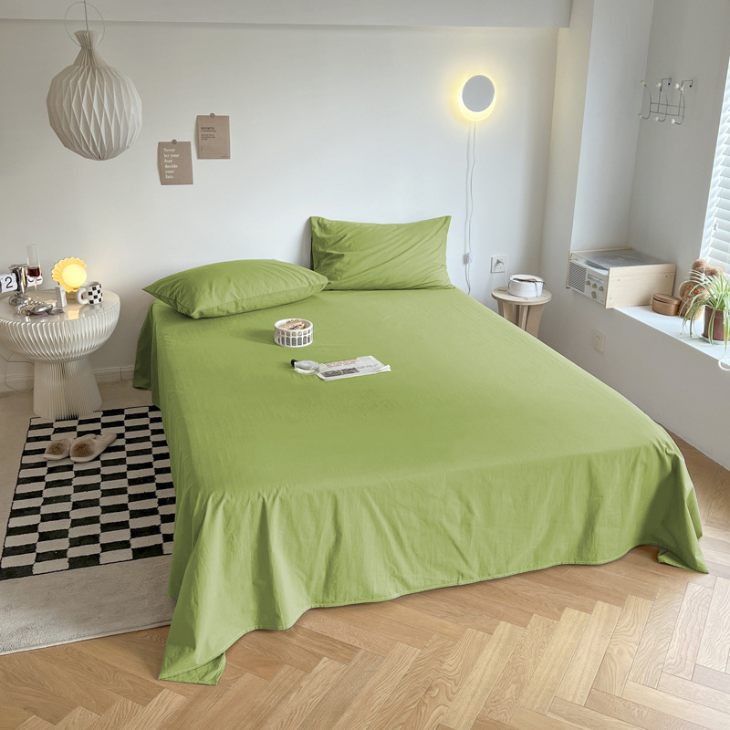 Bed sheet 1.5m student dormitory single piece double sheet tatami four seasons solid color pillowcase 2m quilt cover home textile generation