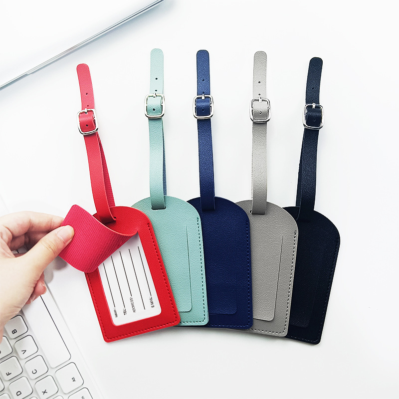 in stock wholesale 11 color horizontal and vertical two kinds of flip cover thickened leather with printing signature paper pu luggage tag