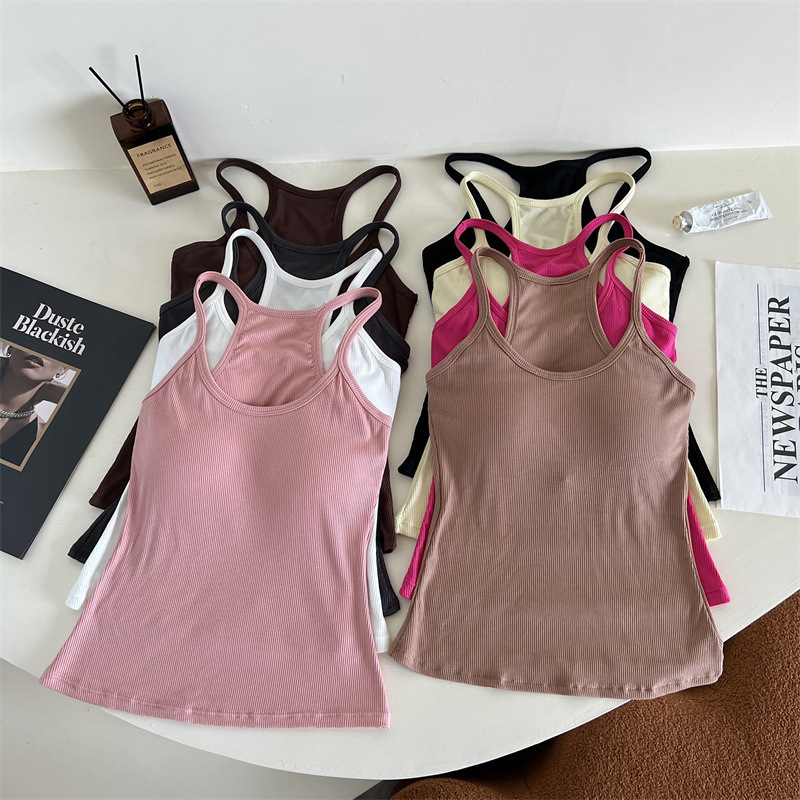 6803# European and American style sexy I-shaped vest with chest pad inner strap wrapped chest hot girl sling beauty back outer wear base