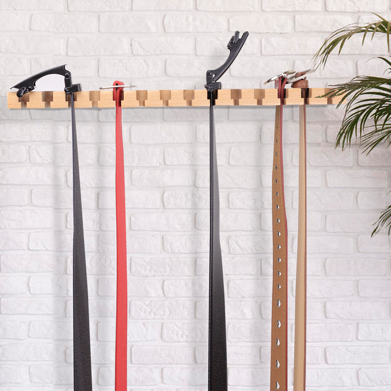 Solid wood belt storage artifact two-in-one beech belt tie hanging belt rack 14 slot Amazon
