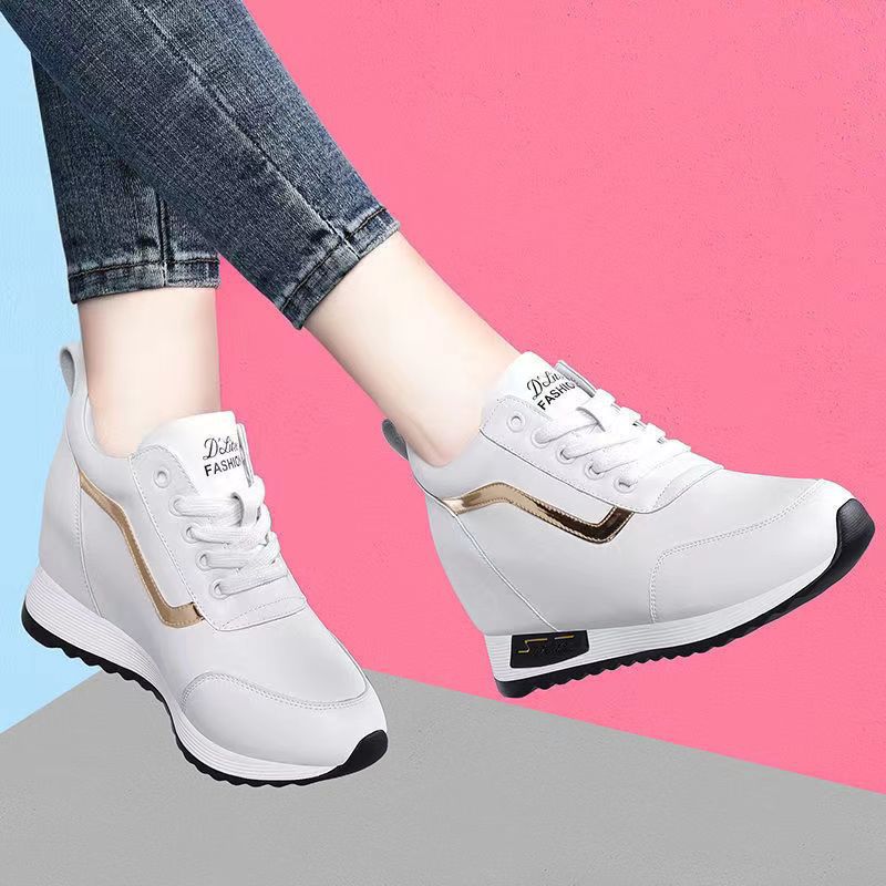 Hidden height women's shoes sports casual fashion all-matching 2023 new one-piece delivery leather shoes Korean style popular platform