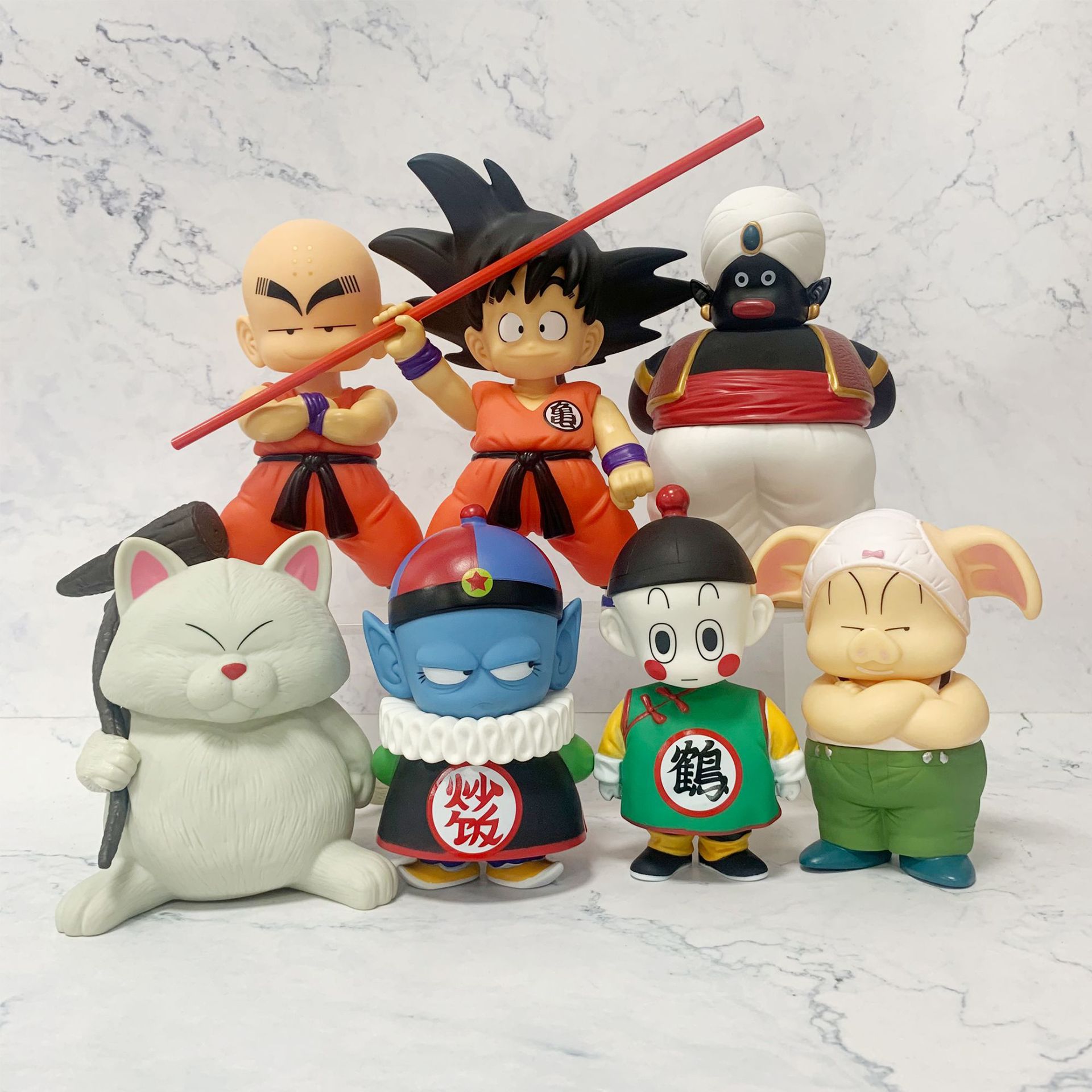 Seven Dragon Balls figurine fried rice Popo Oulong pig cat immortal Sun Wukong Xiaolin figurine model ornament doll 