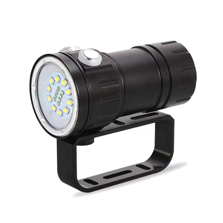 C high-power photography diving fill light flashlight aluminum alloy flashlight bracket charging portable purple red light