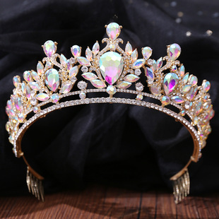 Cross-border European-style Wedding Abs Diamond Hair Accessories Crown Baroque Aristocratic Style Luxury Festival Bride Crown