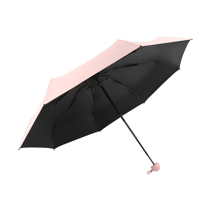 Thickened Black Glue Eight-Bone Five-Folded Capsule Umbrella Small Portable Women's Reinforced Sunscreen Sun Umbrella Folding Sunshade Sunny Umbrella
