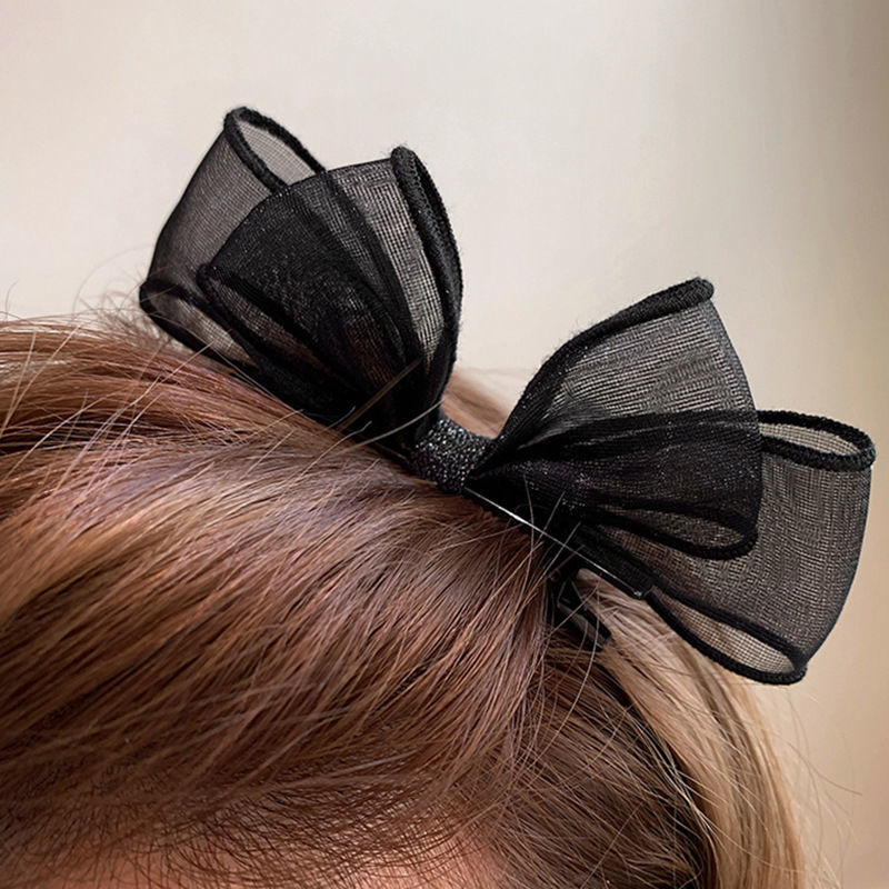Mesh Double-Sided Bow Small Grab Clip Temperament Bangs Clip Sweet Simple Hairpin Women's Autumn and Winter Side Clip Headwear_voghion.com