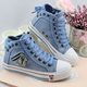 Denim High-top Canvas Shoes Women's Korean-style Casual Shoes 2024 Spring and Autumn New Retro Large Size Board Shoes Zipper