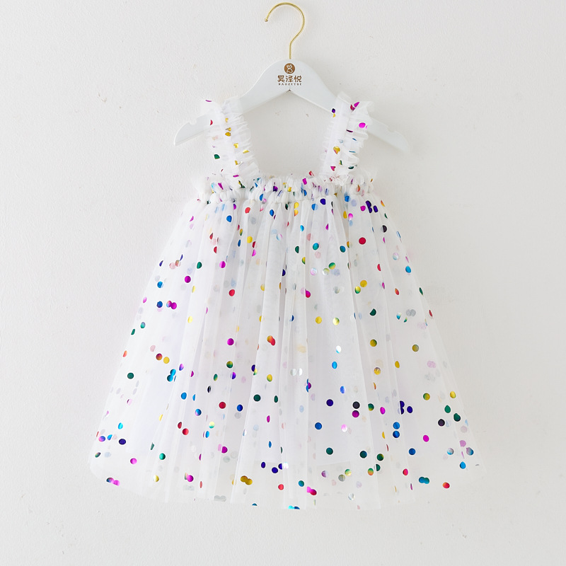 INS children's dress summer new strap girl dress dot sweet gauze dress children's dress Princess dress wholesale
