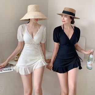 Korean style skirt swimsuit women's conservative one-piece belly cover slimming ins2024 new steel ring push up hot spring swimsuit