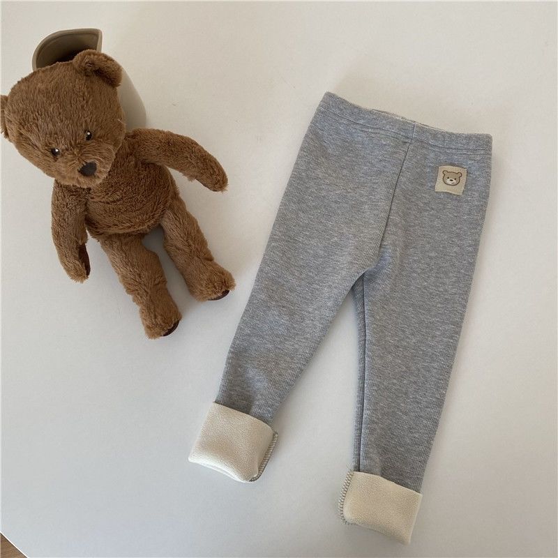 Autumn and Winter New South Korea Girls One-piece Velvet Fashion All-match Leggings Boys' Baby Velvet Stretch Leggings Trousers
