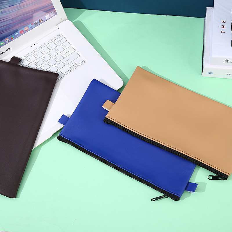 European and American waterproof bank bag deposit bag PU binaural bill bag cosmetic bag large capacity imitation leather file bag wholesale