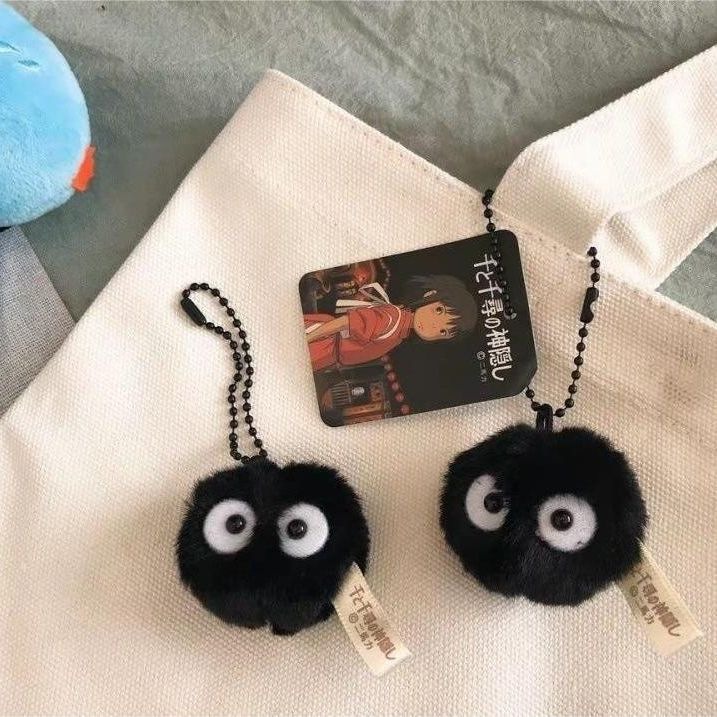 Creative small black bristle keychain Qianhe Qianxun plush ornaments schoolbag accessories pendant girlfriends ornaments gifts