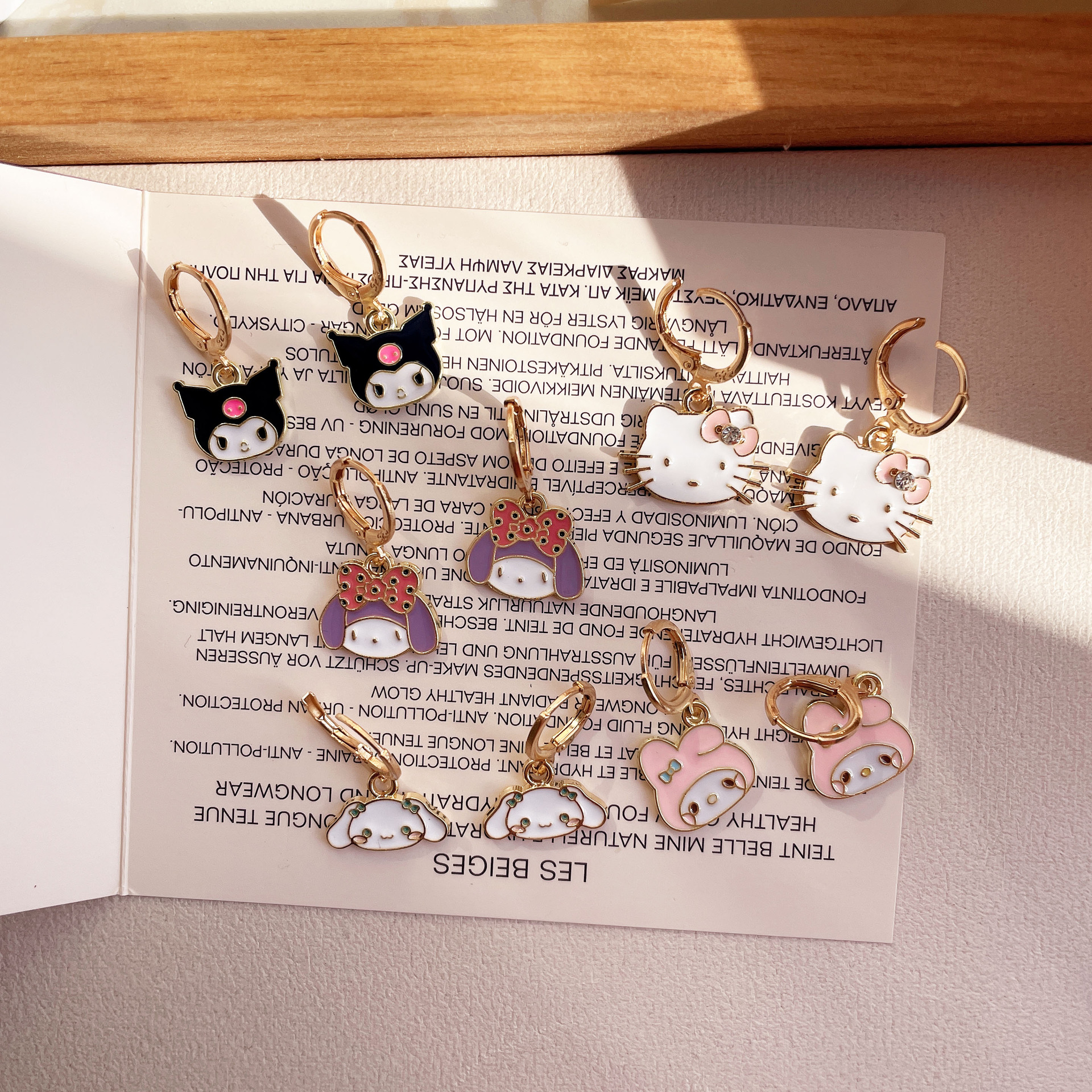 Sanrio Cartoon Earrings Cute Koromi Gui Dog Melody 925 Silver Pin Earrings Student Girl Earrings
