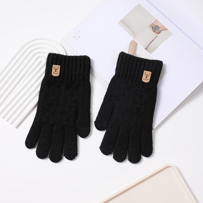 Autumn and winter men and women's wool warm Korean version simple half-finger gloves student versatile touch screen knitted five-finger wholesale