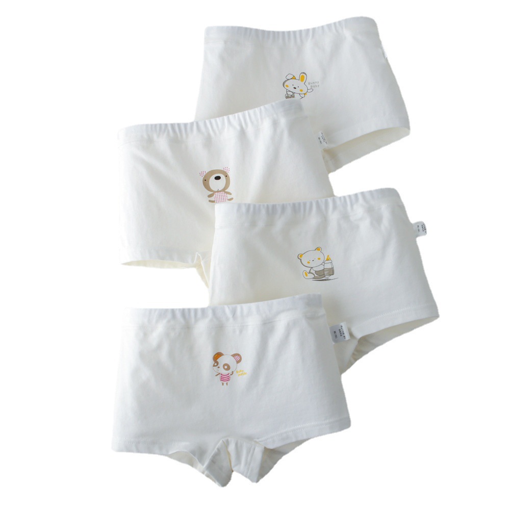 Children's underwear women's pure cotton white cartoon girl's medium shorts women's baby boxers white girl's underpants 3028