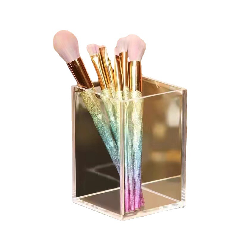 Transparent diy pen container student desktop storage container large capacity simple pen container wholesale one grid two grid a generation of hair