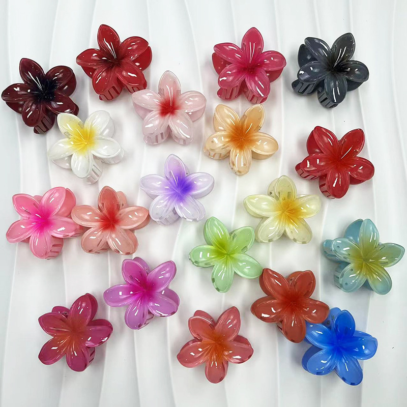 Cross-border egg flower gripper gradient candy color Flower Fashion holiday hot sale back head updo shark clip hair accessories_voghion.com
