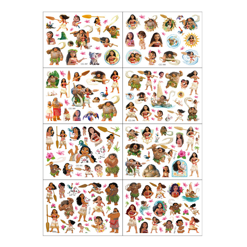 8 Ocean Wonder Cartoon Tattoo Sticker Children Water Transfer Disposable Tattoo Sticker Boys Girls Paste