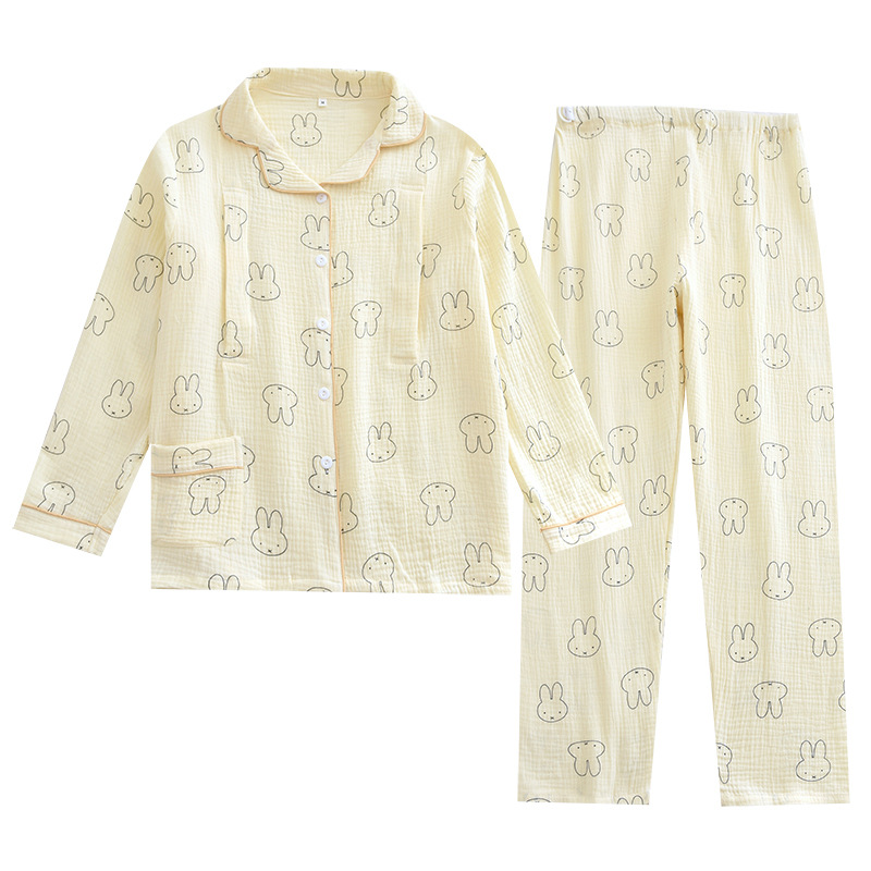 Summer cotton cotton yarn monthly clothing March postpartum spring cotton gauze pregnant women pajamas nursing summer 5