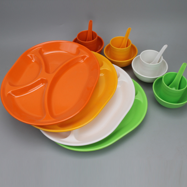 Fast Food Plate School Split Dinner Plate melamine Color Split Dinner Plate Plastic Staff Set School Canteen Dinner Plate