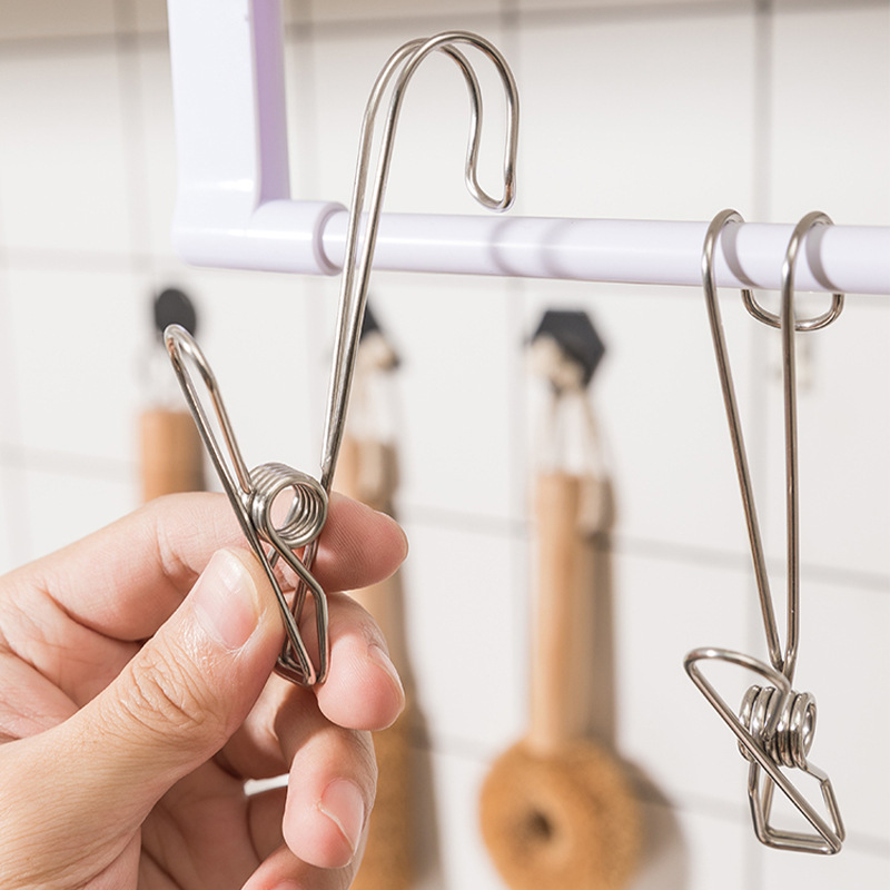 Stainless Steel Hanging Clip with Tail to Strengthen Hanging Arrangement Sundries Holder Bathroom Underwear Towel Hook Drying Hook