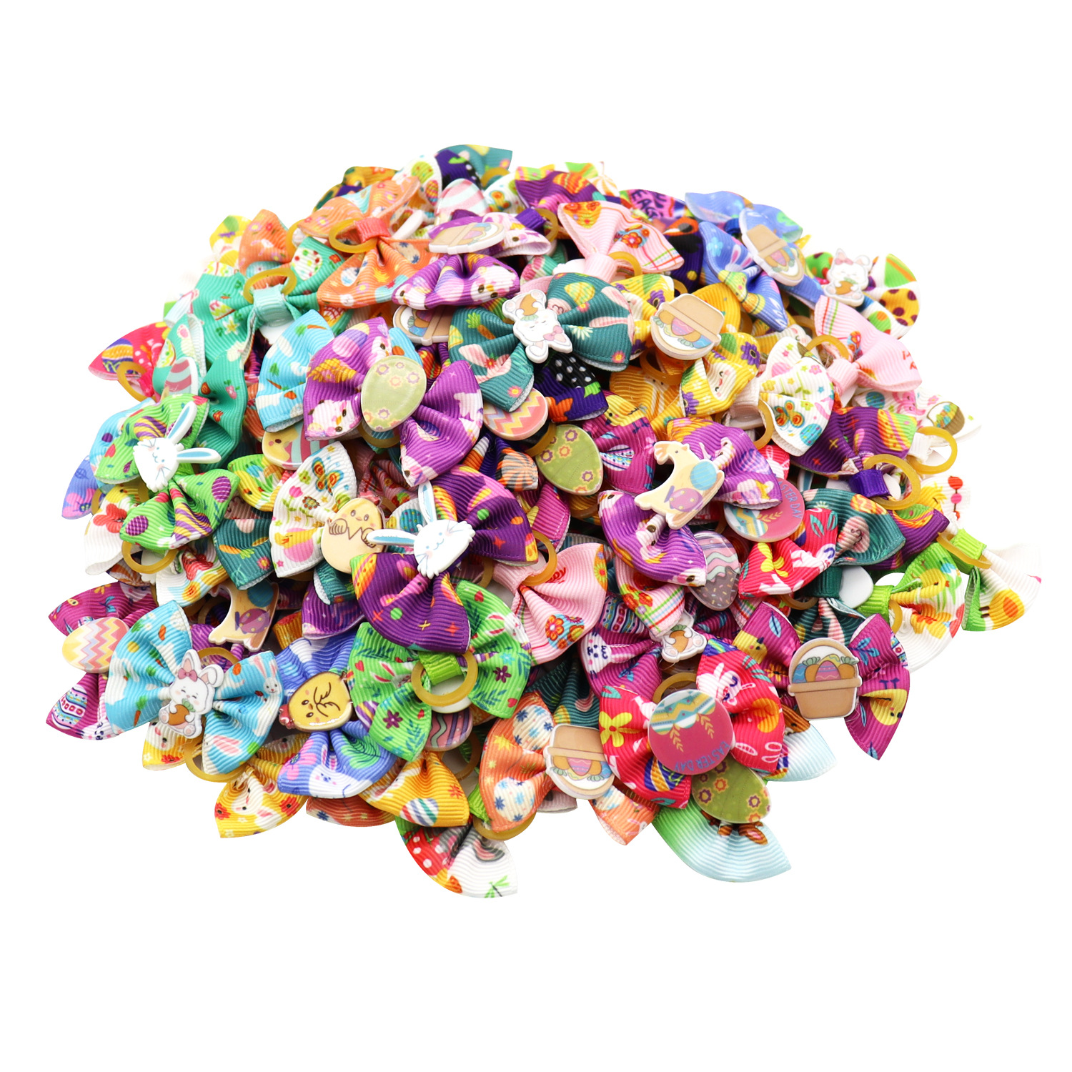 In stock pet Easter headdress flower with rubber band dog cat hair accessories bow hair accessories small bow tie multi-color optional