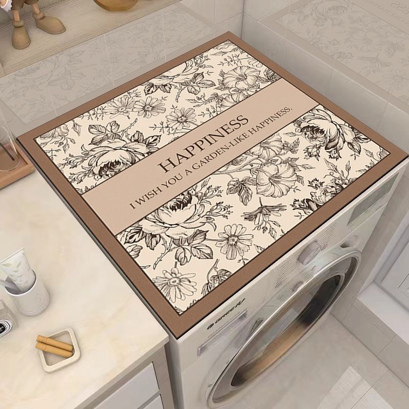Cross-border Solid Color Diatom Mud Drum Washing Machine Mat Household Dust Cover Wash-free Printing Mat Microwave Dust Cover