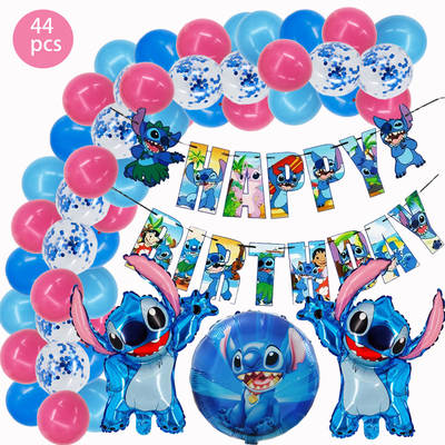 New Cross-border Star Baby Theme Stitch Birthday Party Decoration Set Letter Paper Flag Balloon