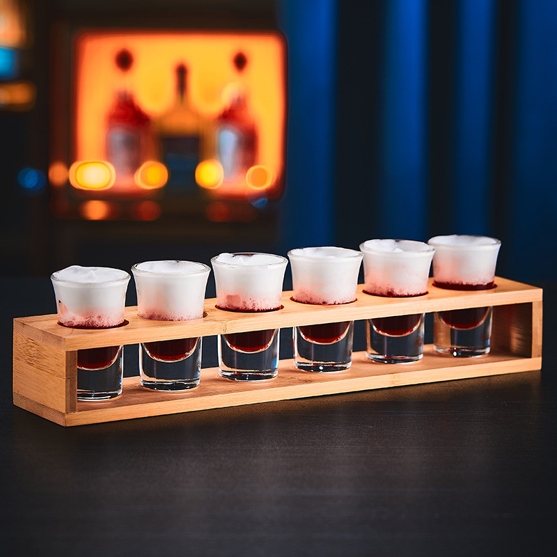 Creative bar cocktail bullet Cup 6 holes 12 holes Shot bamboo and wood cup holder acrylic cup holder
