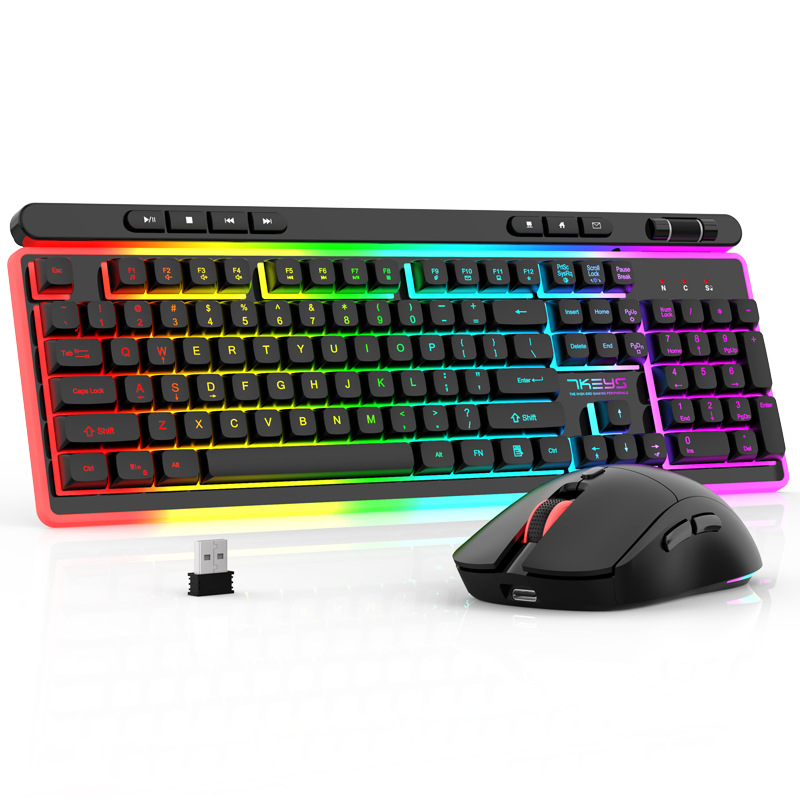 Wireless Keyboard and Mouse suit one-click multimedia function luminous charging mechanical feel computer keyboard and mouse