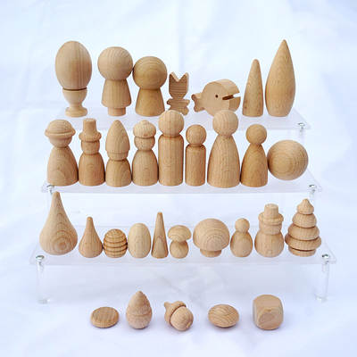 Solid wood beech shape building blocks essential oil fragrant wood log white embryo paint-free painted handmade graffiti decoration