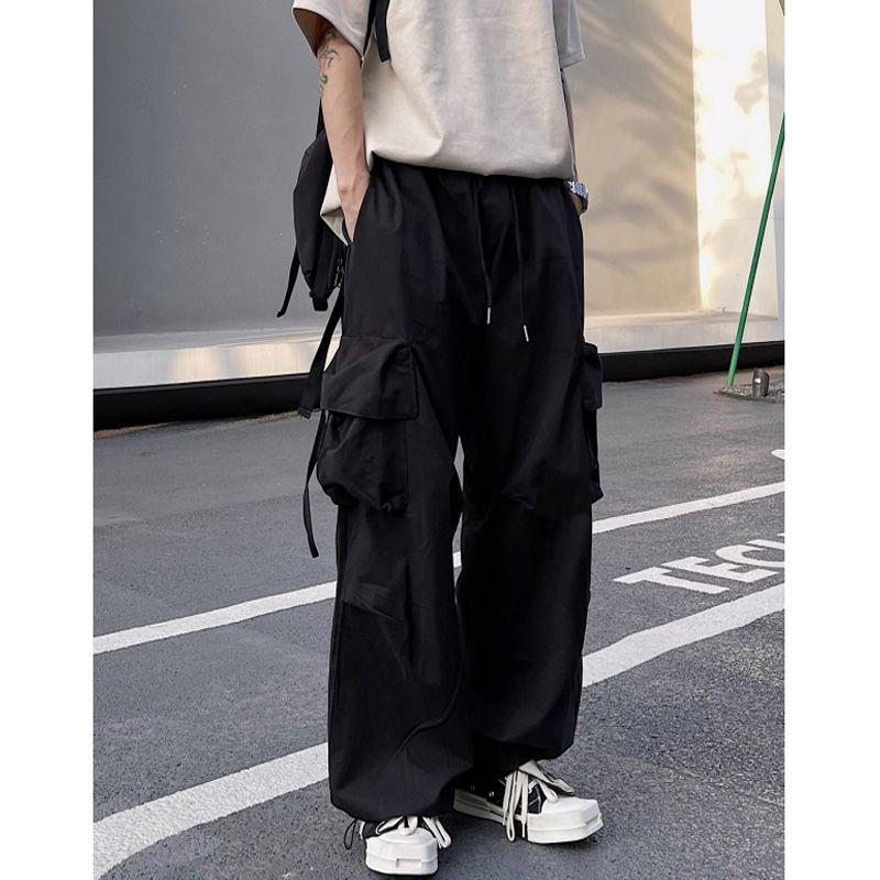 American-style Retro Overalls Men's and Women's Paratroopers Spring and Summer Loose Wide-leg Casual Personalized Trendy Straight-leg Straight Pants