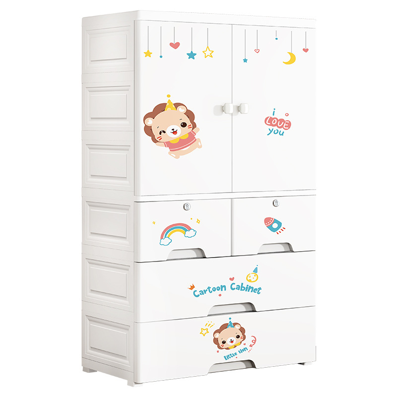 Super Peng 70 Width Open Door Storage Cabinet Plastic Storage Cabinet Assembly Baby Hanging Wardrobe Baby Children's Wardrobe