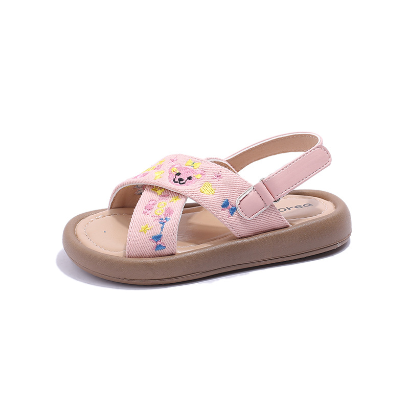 Children Princess Sandals 2025 New Summer Children's Shoes Wholesale Pastoral Style Baby Little Girl Cross Girls' Shoes