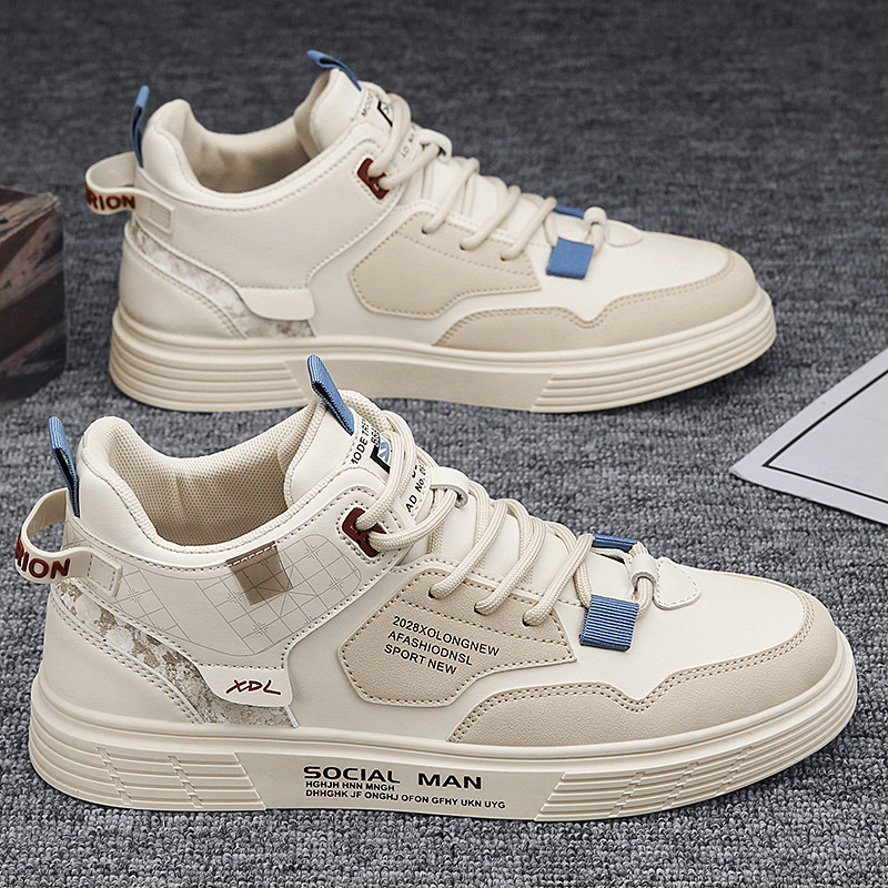 Canvas high-top winter men's shoes 2023 new autumn sports casual white student men's board shoes versatile fashion shoes