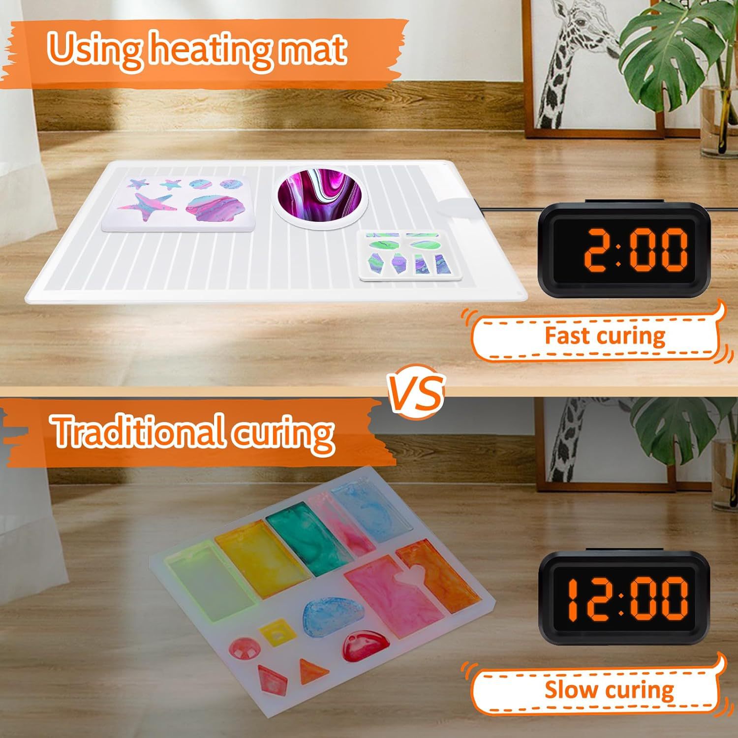 Resin mold heating pad suit epoxy resin dryer kit with timer cover silicone pad mold