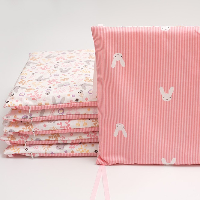 Baby Bed Baby Bedding Kit Cartoon Cotton Anti-collision Guardrail Powder Rabbit 30*30 Removable and Washable