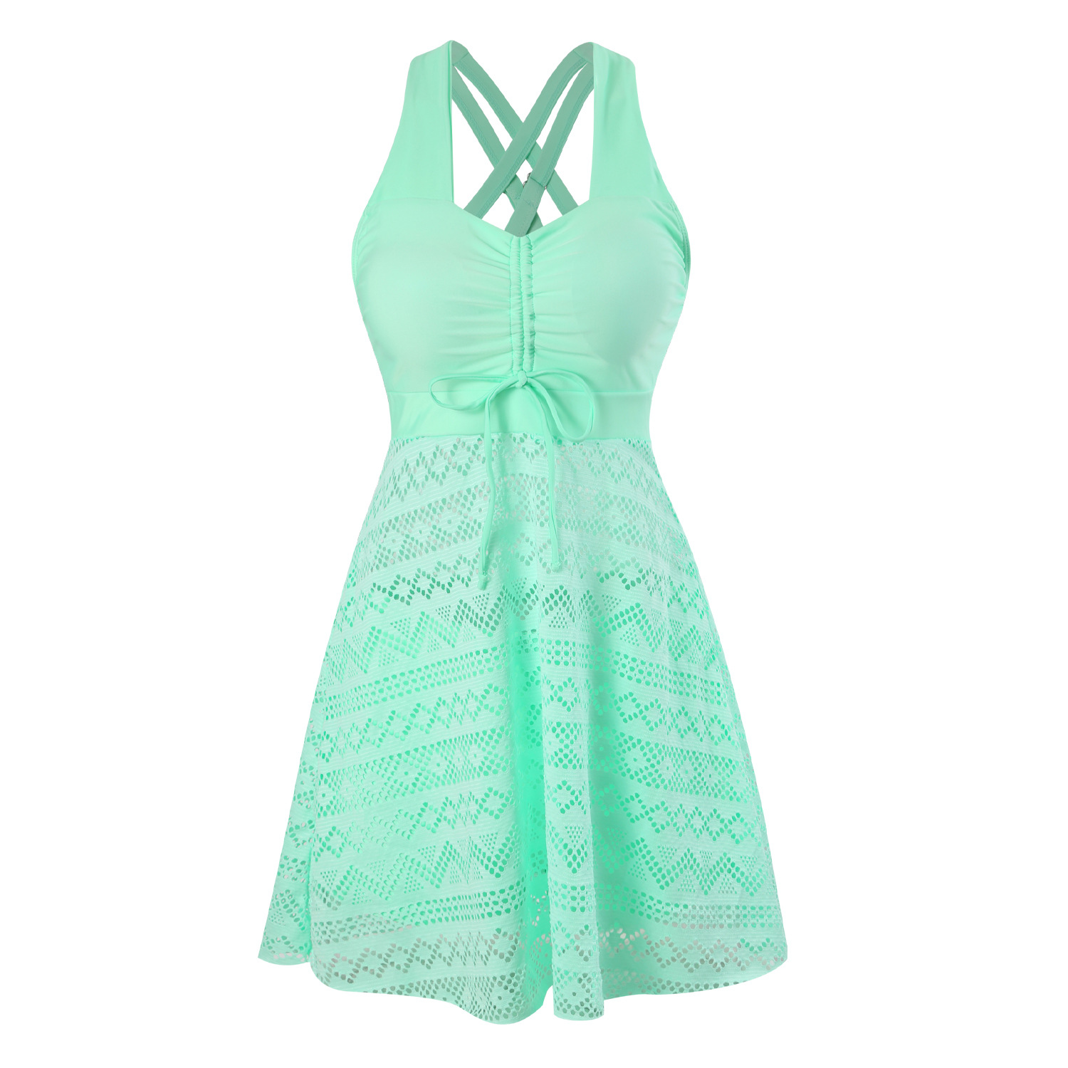 2023 New Split Women's Swimwear European and American Conservative Sexy Skirt Flat Angle Swimwear Foreign Trade Spot Explosions