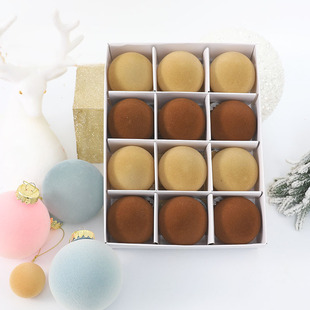 Cross-border hot new flocking ball Christmas 6CM12PCS Christmas box Christmas tree decorations pendant