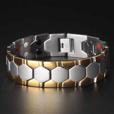 Cloud brocade Amazon hot men's spherical hexagonal bracelet magnet four in one wide bracelet manufacturers in stock