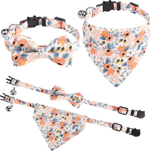 2021 Explosions Pet Cat Collar Bow Slippery Towel Pet Supplies Small Green Flower Buckle Cat with Pet Supplies