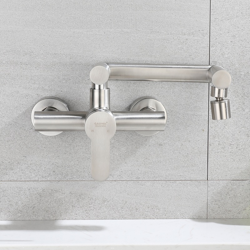 In-wall type hot and cold faucet kitchen dish basin sink laundry bowl pool balcony universal folding rotating faucet