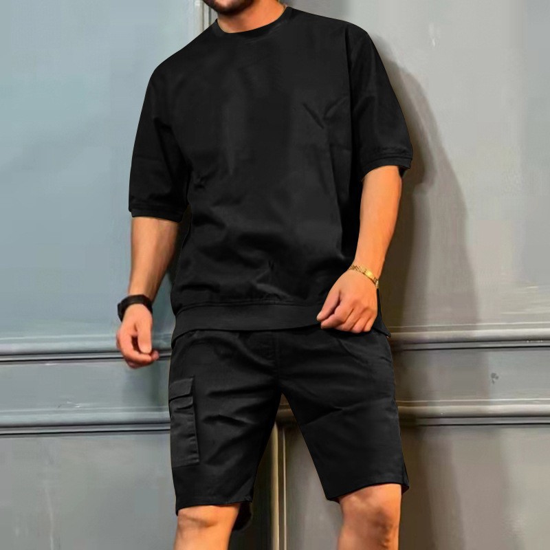 Summer cross-border Men's sports more than suit bags men's fifth pants casual trendy short sleeve personalized shorts men's suit