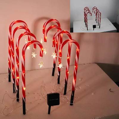 Spot Solar Energy Christmas crutch floor light candy stars crutch lawn landscape